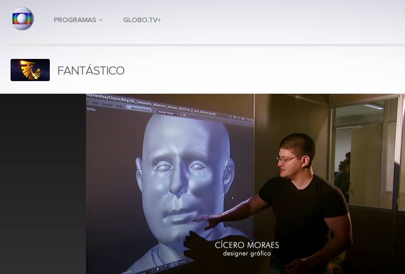 Matéria apresentada no programa Fantástico, Rede Globo, Brasil: http://g1.globo.com/fantastico/noticia/2014/06/designer-brasileiro-reconstroi-face-sem-saber-que-era-de-santo-antonio.html